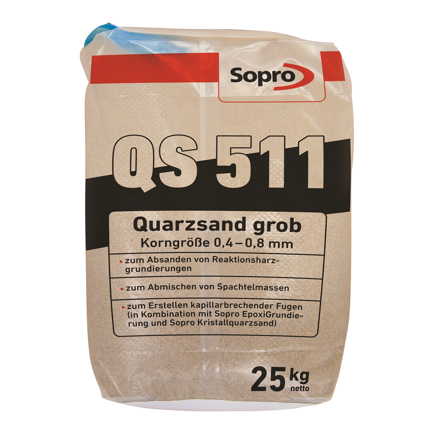 Sopro Quarzsand grob QS 511 25 Kg Sack   Körnung 0,4-0,8mm #NP=Pal.40St. 